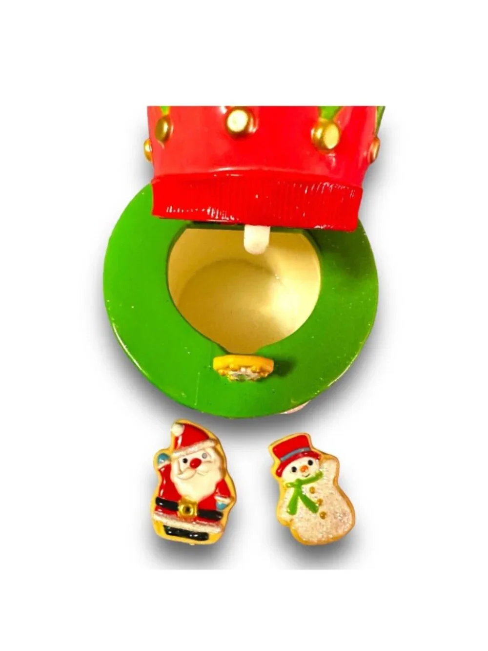 Hallmark Keepsake Cookie Jar Surprise Snowman Ornament With Santa & Snowman Figu